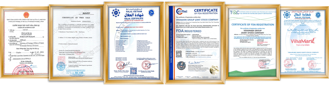 Vihamark ISO, HALAL and FDA certificates